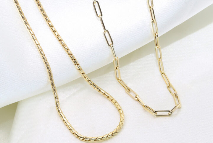 Gold chain Paperclip design & Omega chains